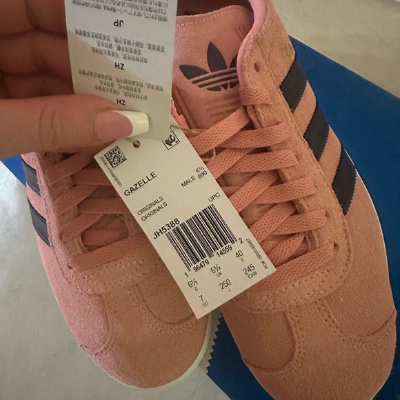 Adidas Gazelle Pink Suede with Black Stripes M7 - Picture 3 of 5